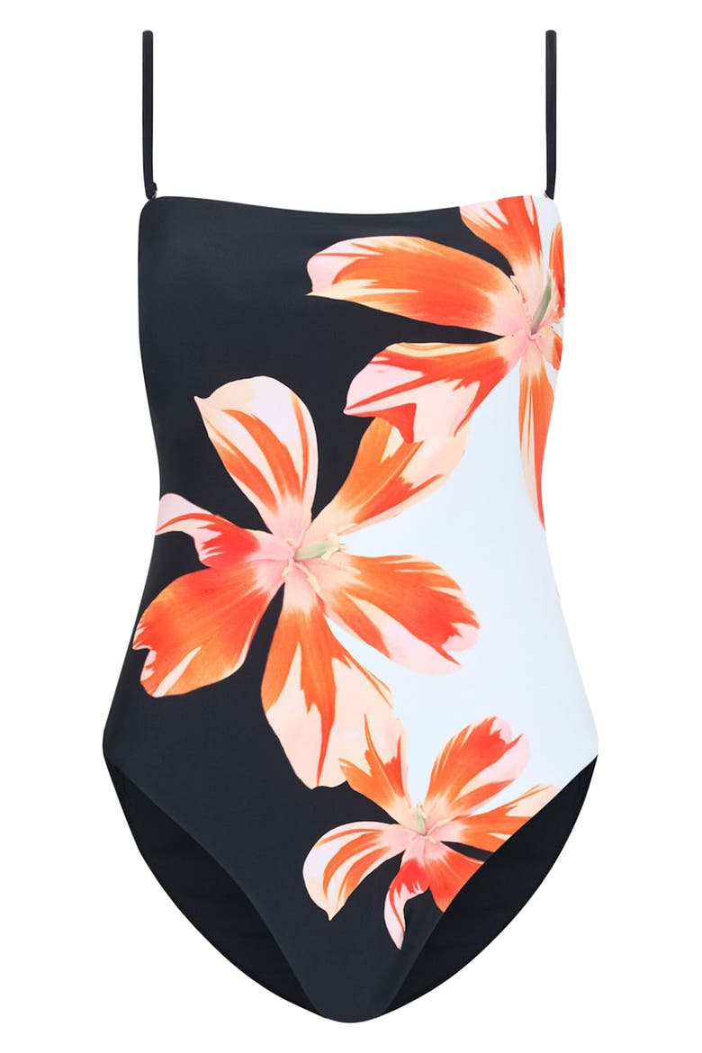 Tropical Flame One-Piece Swimsuit, Alternate, color, BLACK/ RED/ WHITE