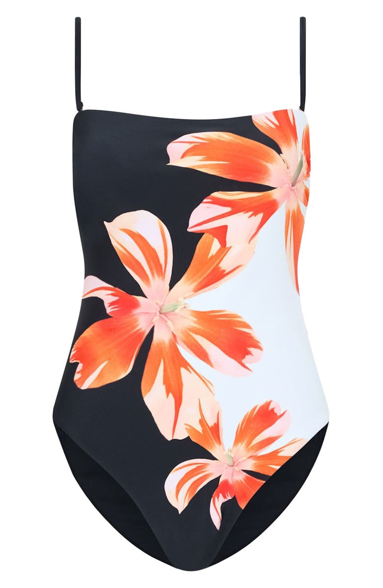 Milly Tropical Flame One-Piece Swimsuit, Alternate, color, Black/ Red/ White