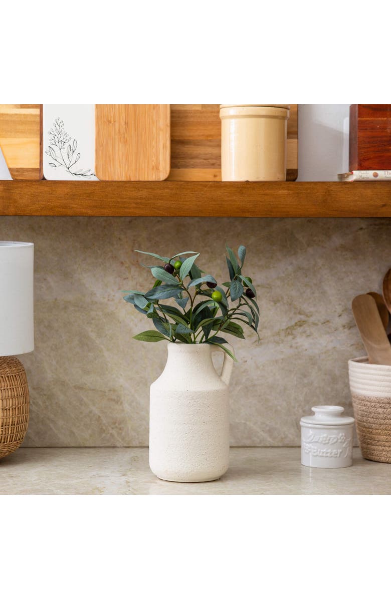 NEARLY NATURAL 7-in Textured Handmade Vase, Alternate, color, White