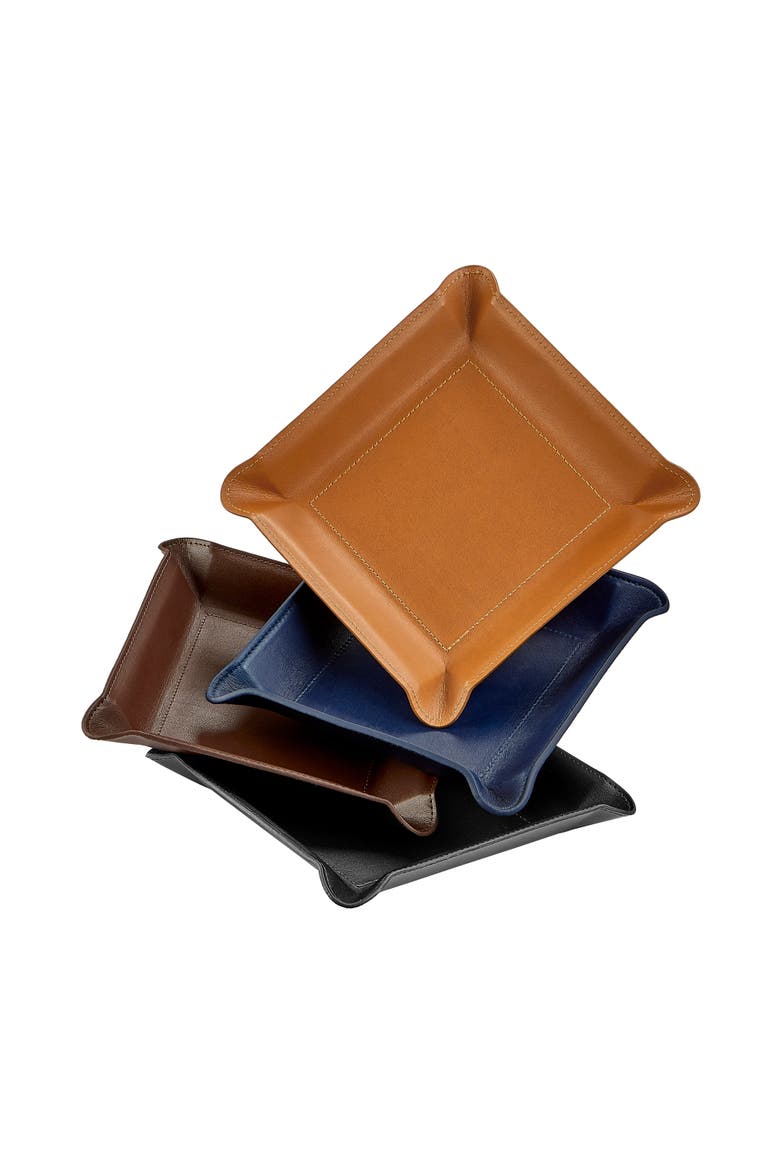 Leather Catchall Tray, Alternate, color, Navy