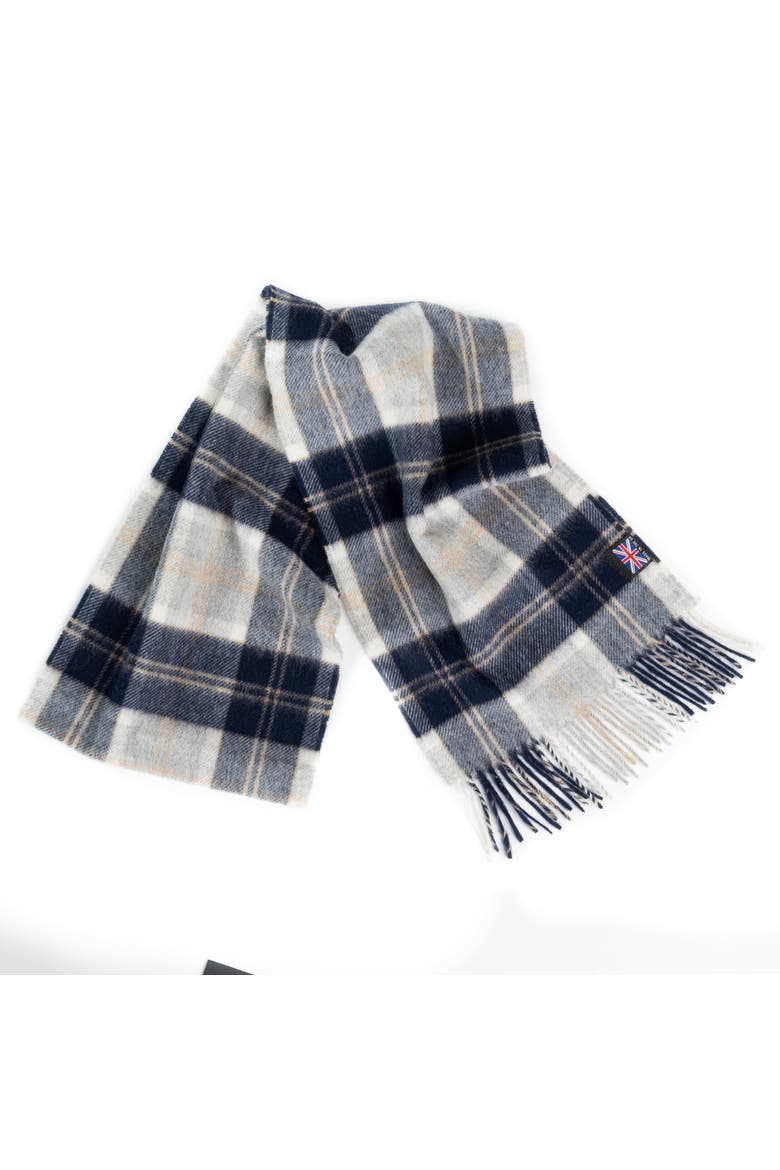 Heritage Plaid Fringed Merino Wool Scarf, Main, color, Silver