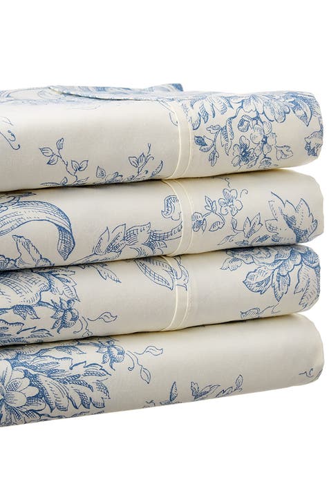 Toile Print 400 Thread Count Cotton Sheet Set