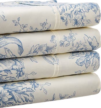Toile Print 400 Thread Count Cotton Sheet Set