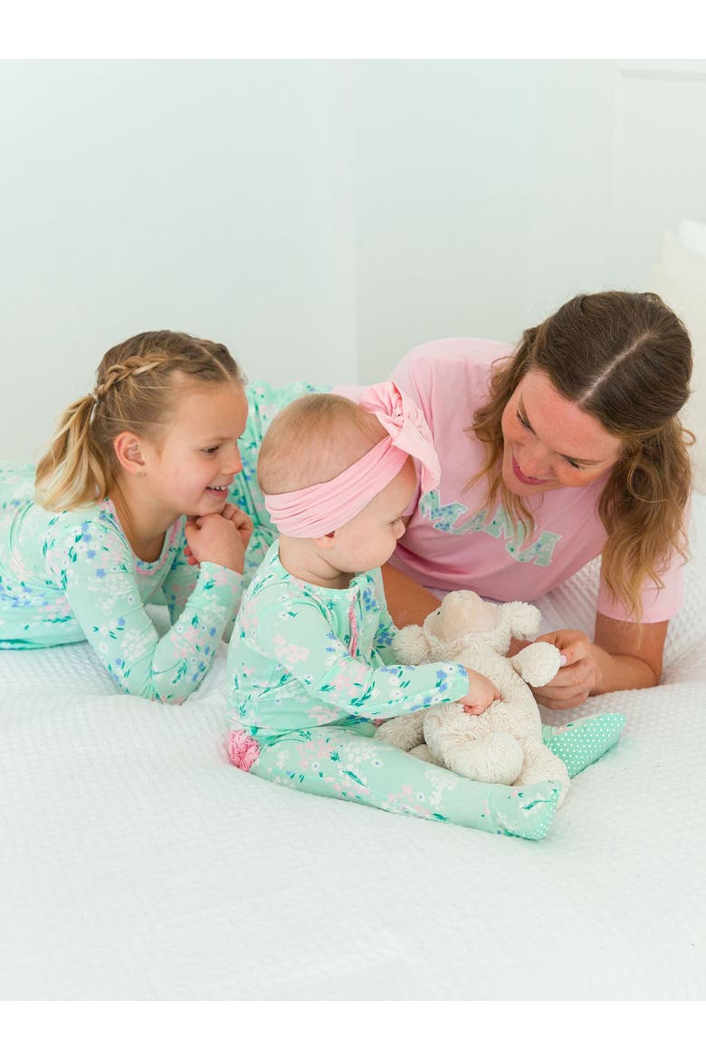 Softsnooze Baby Girls Ruffle One Piece Footie Pajamas, Alternate, color, Mint Meadow