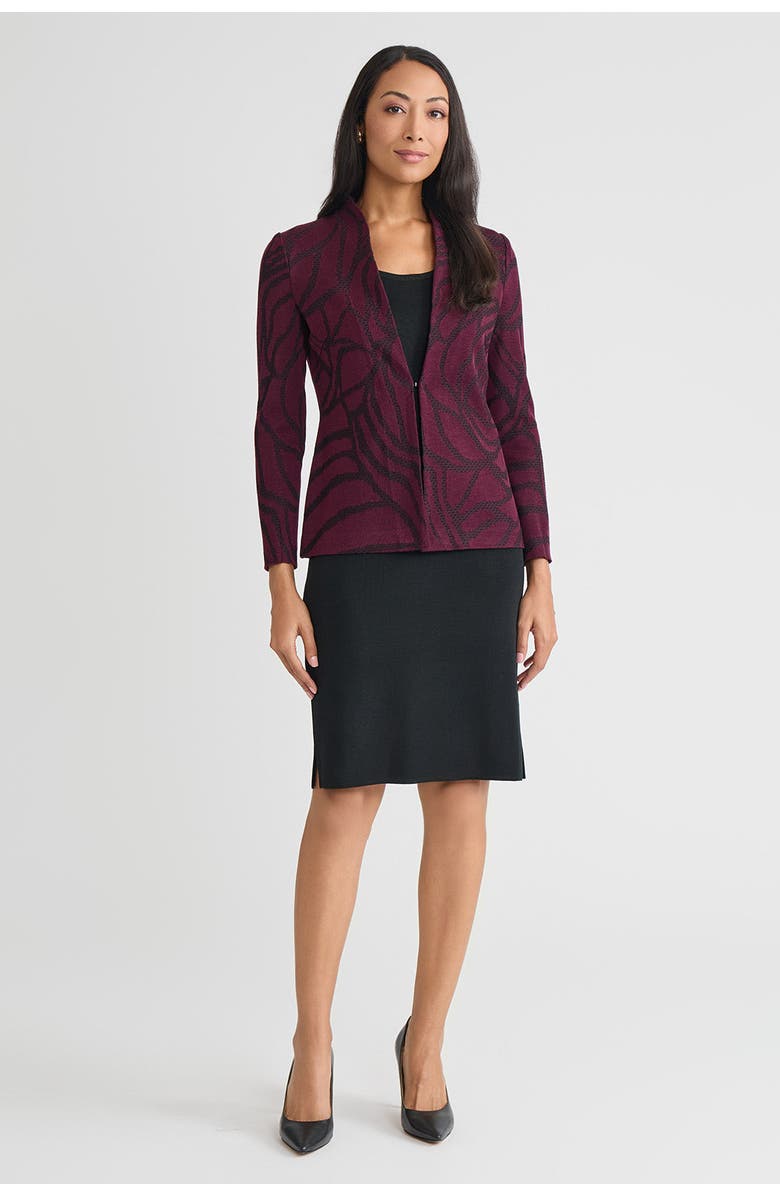 Ming Wang Heritage Rosette Jacquard Knit Jacket, Alternate, color, Midnight Violet/Black