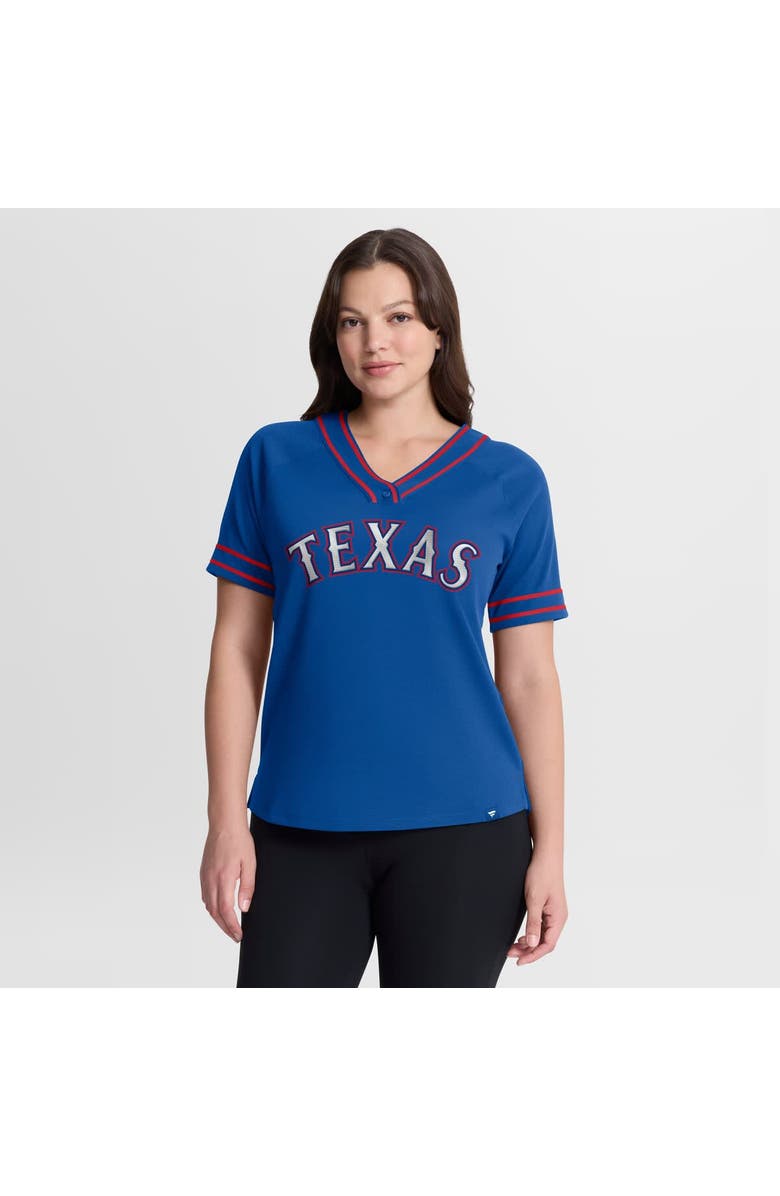 FANATICS Women's Fanatics Royal Texas Rangers Diva Race Ahead Raglan V-Neck T-Shirt, Main, color, Royal
