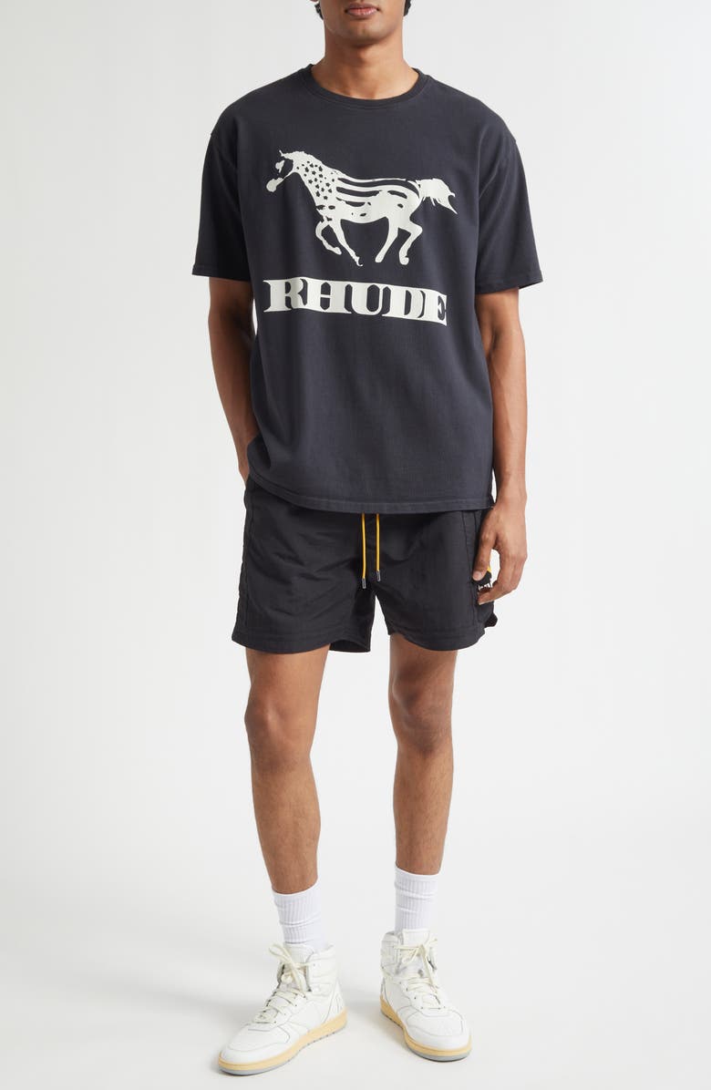Rhude Dinero Graphic T-Shirt, Alternate, color, Vintage Black / White
