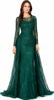 LARA New York Beaded Faux-Wrap V-Neck Bridal Gown