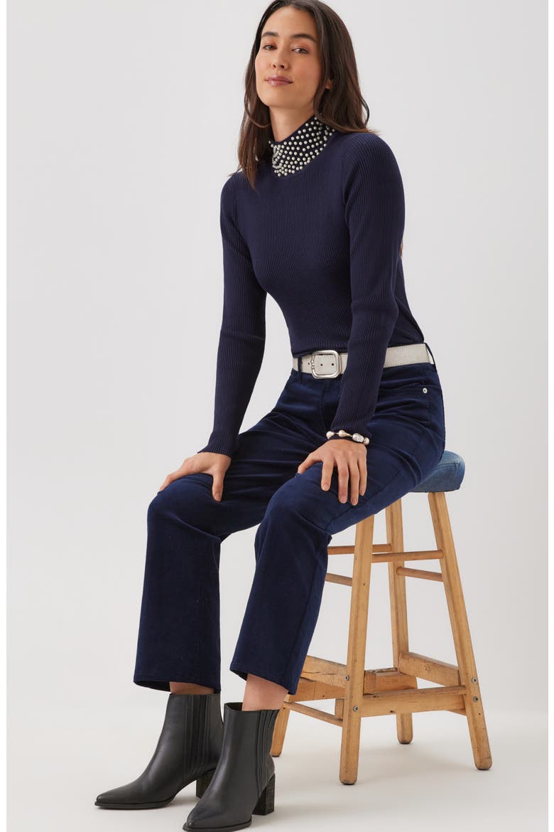 Corduroy Ankle Pants, Alternate, color, NAVY