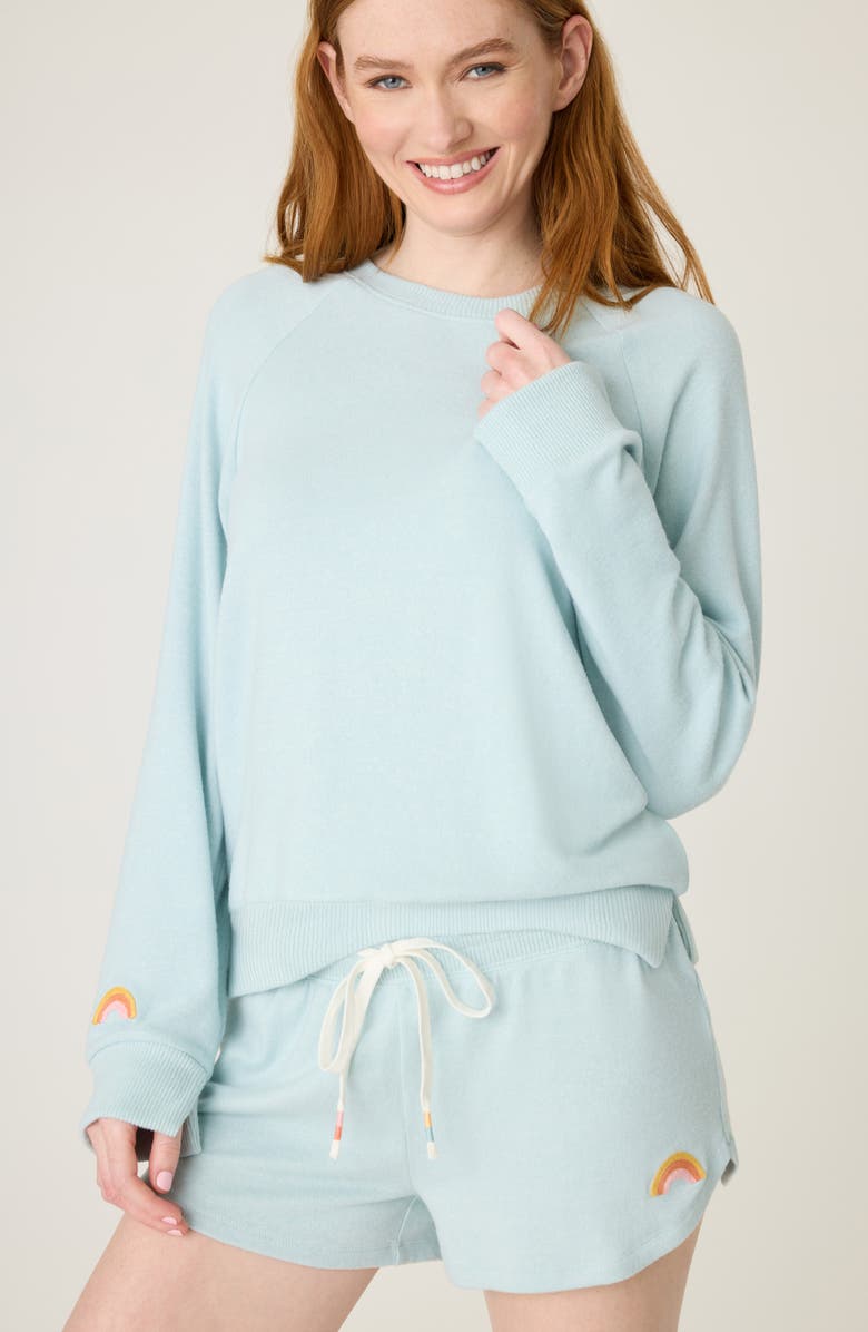 PJ Salvage Sunshine Mind Pajama Shorts, Alternate, color, Dusty Blue