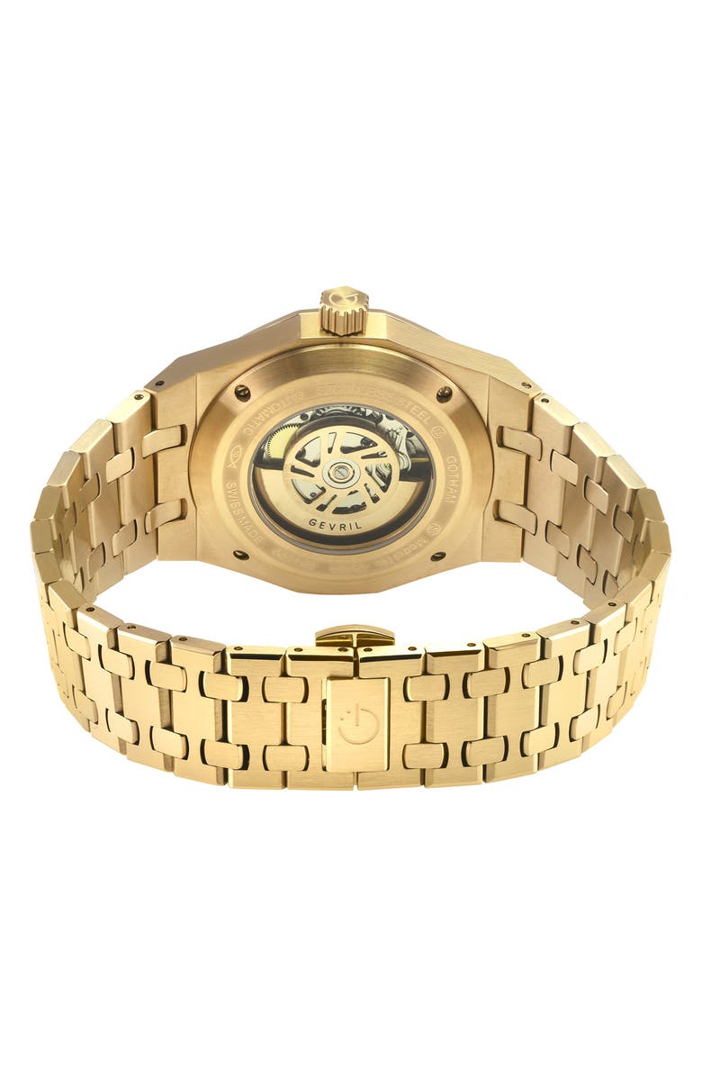 GEVRIL Gotham Automatic Bracelet Watch, 41mm, Alternate, color, Gold