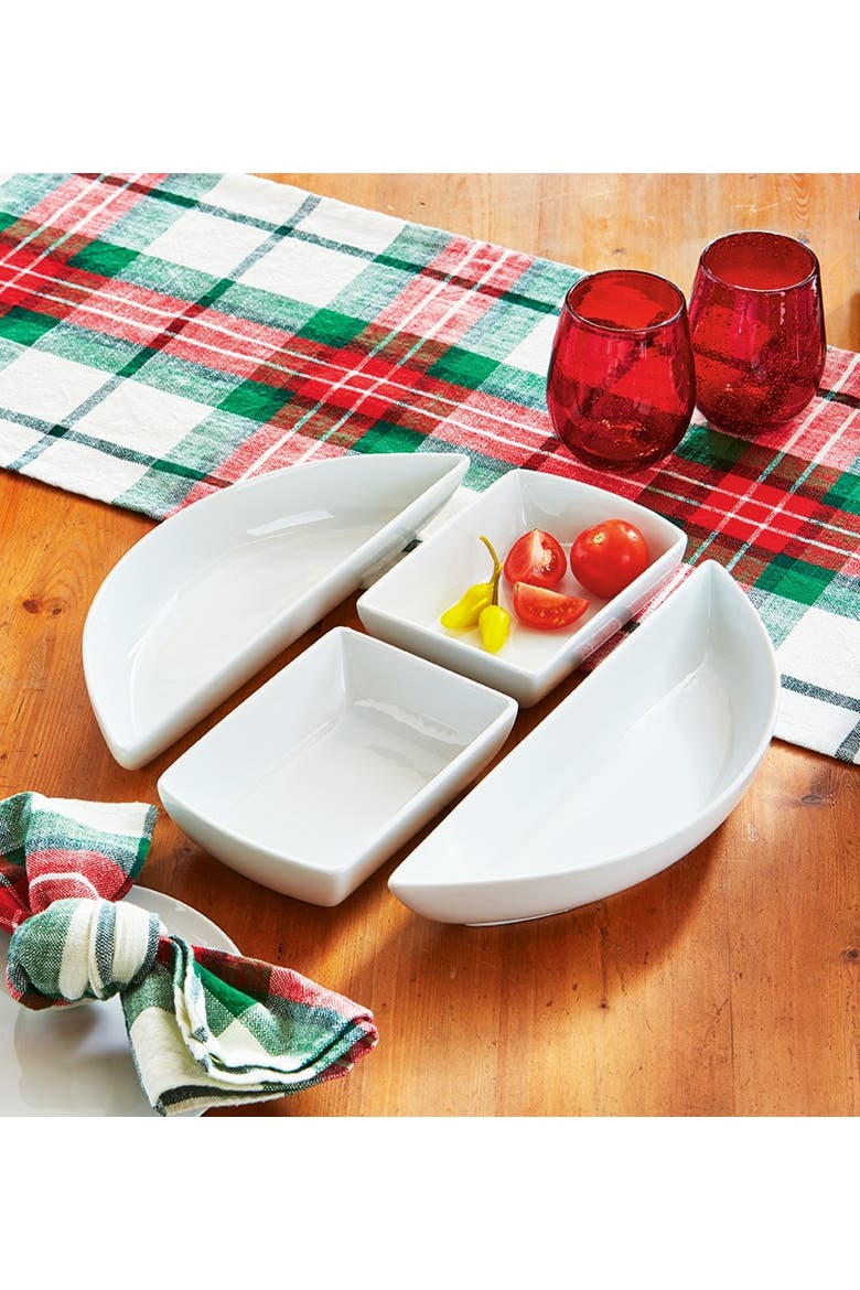 Whiteware Modular 4 Piece Porcelain Dinnerware Set, Alternate, color, White