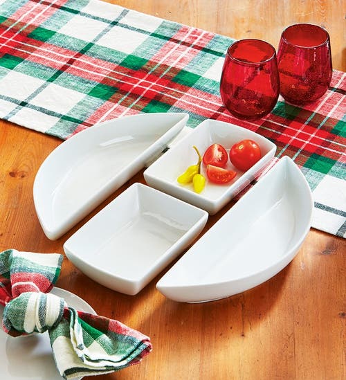 Tag Whiteware Modular 4 Piece Porcelain Dinnerware Set In White