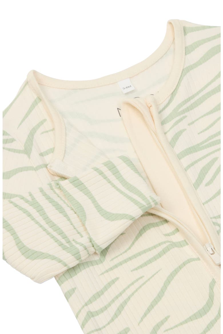 Rib Fitted One-Piece Pajamas, Alternate, color, ZEBRA