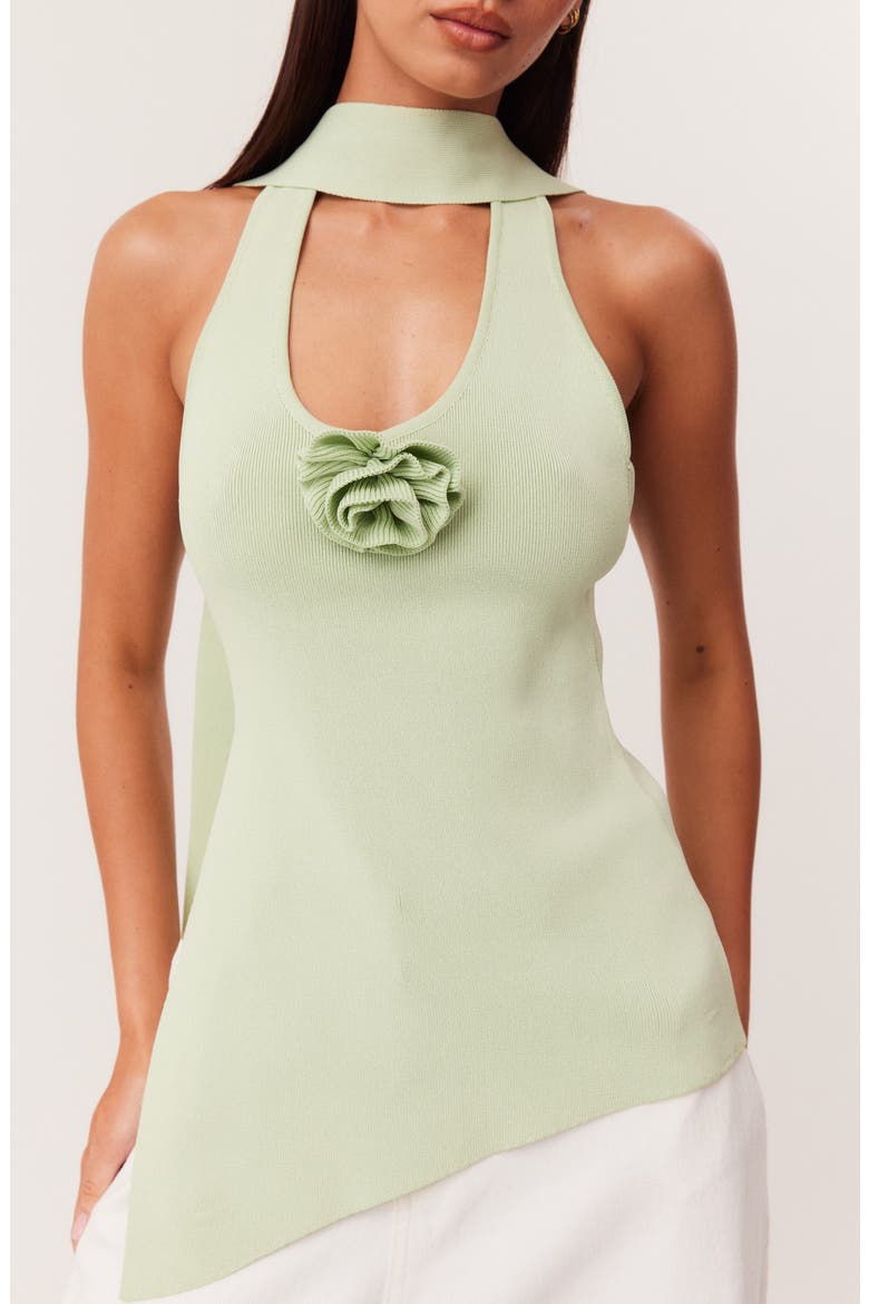 Naia Scarf Halter Sweater Tank, Alternate, color, MATCHA
