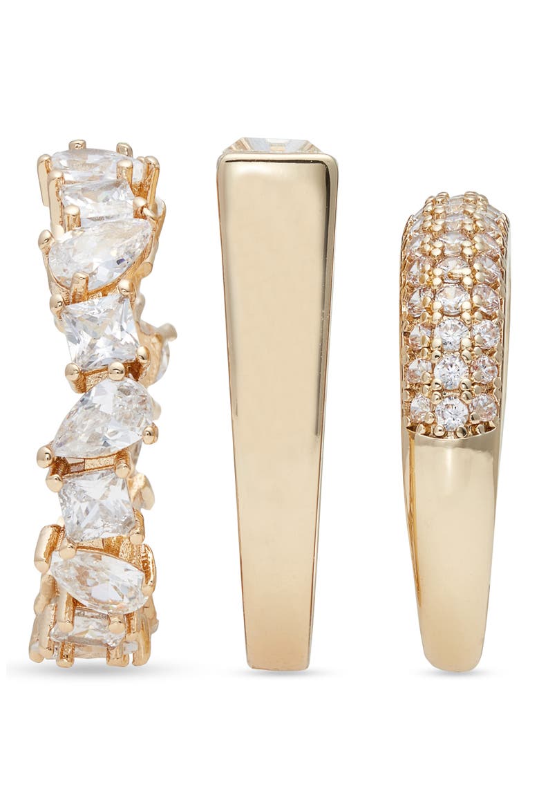 Set of 3 Rings, Alternate, color, CLEAR- GOLD