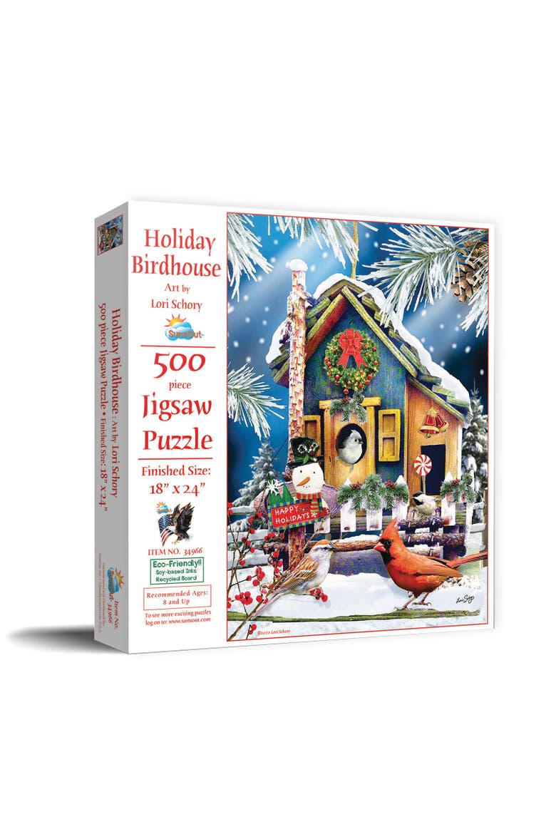 Holiday Birdhouse 500 piece Jigsaw Puzzle for Adults, Main, color, Multicolor