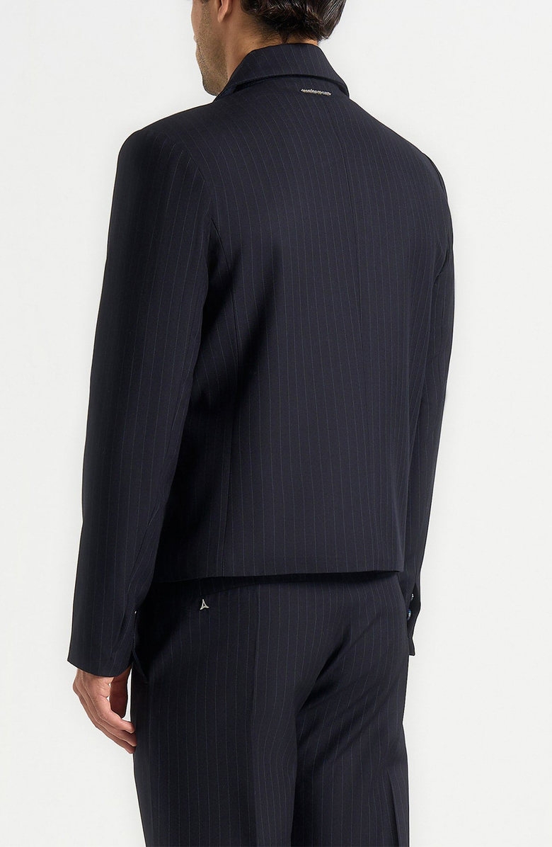 Manière De Voir Silas Pinstriped Tailored Cropped Blazer, Alternate, color, Navy Pinstripe