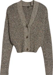 R13 Split Hem Rib Crop Cardigan