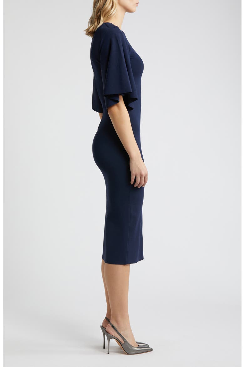 Lounia Fluted Sleeve Body-Con Sweater Dress, Alternate, color, NAVY