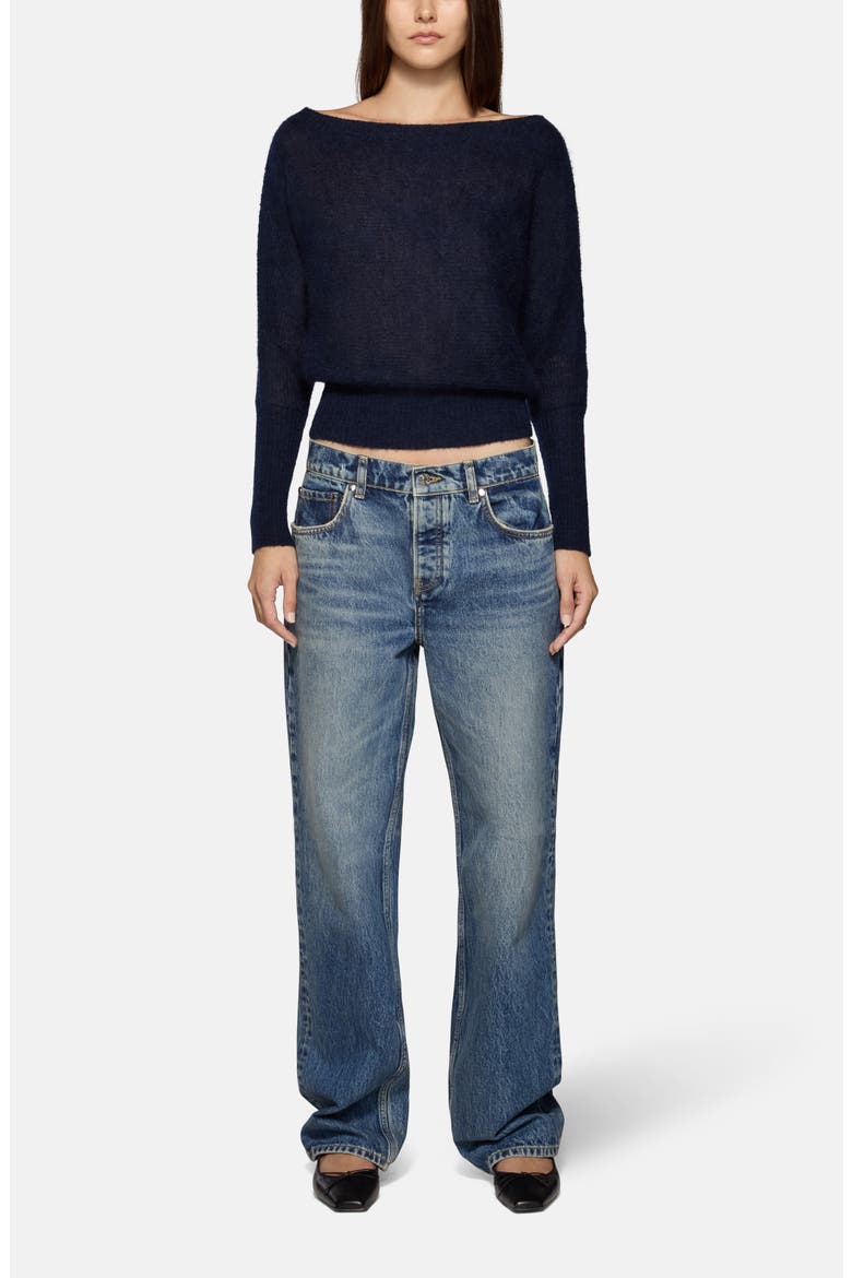 Mid Rise Baggy Wide Leg Jeans, Alternate, color, MARINER