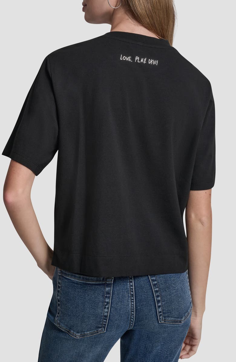 DKNY Embroidered 1989 Notebook Scribbles Graphic T-Shirt, Alternate, color, Black
