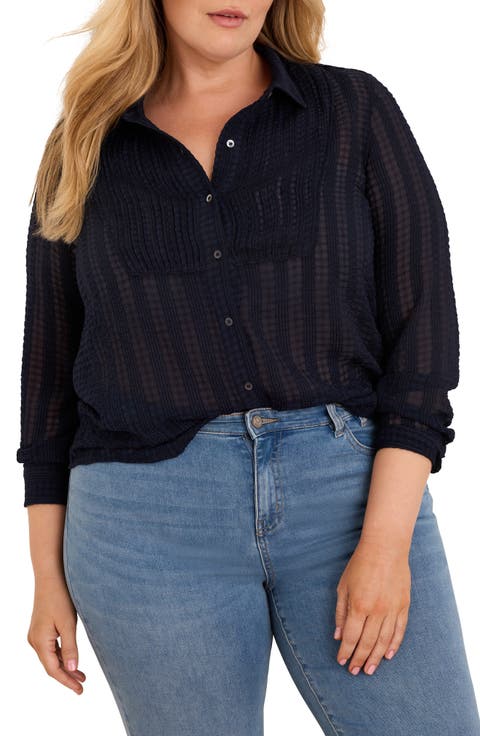 Chiffon Jacquard Tuxedo Shirt