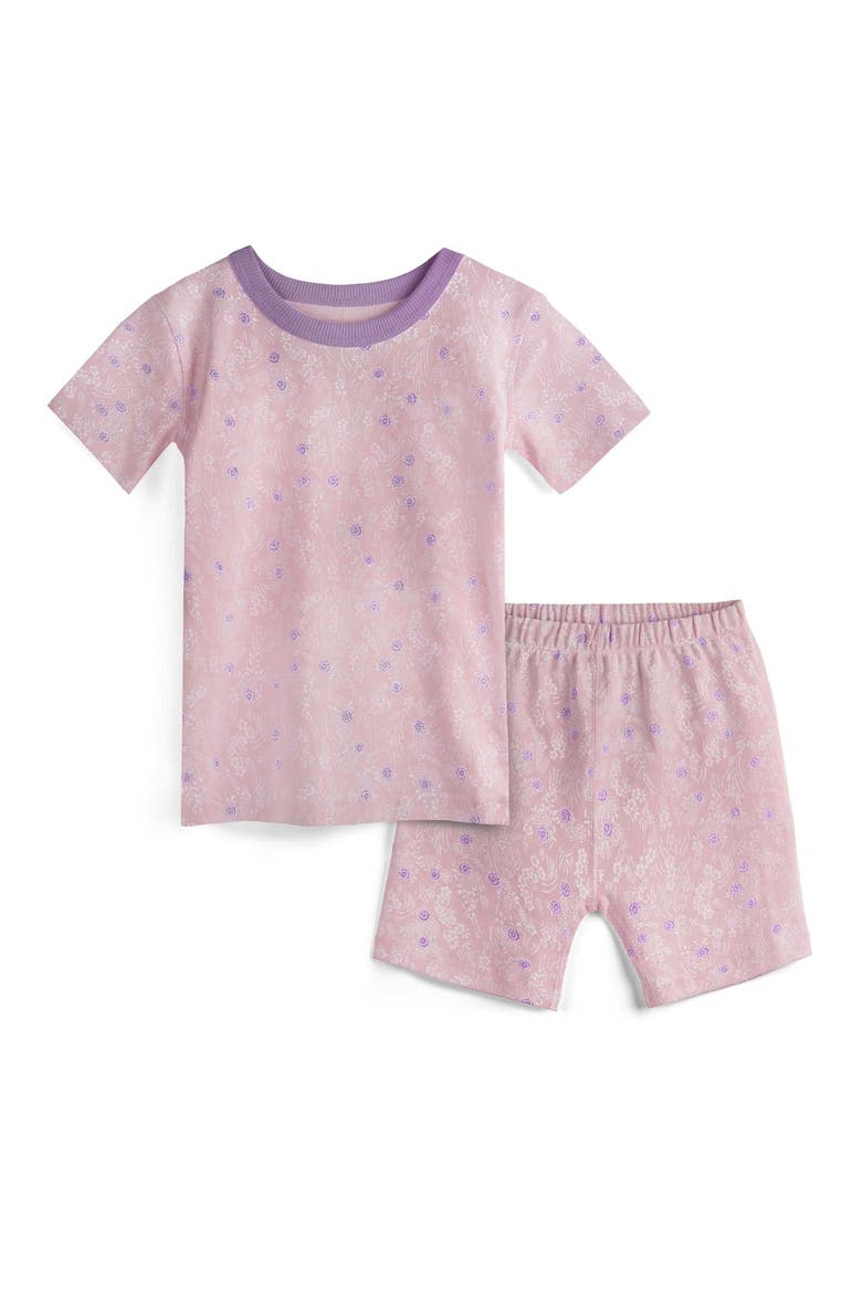 100% Organic Cotton Print Shortie Snug Fit Kids Pajamas, Main, color, Blush Meadow
