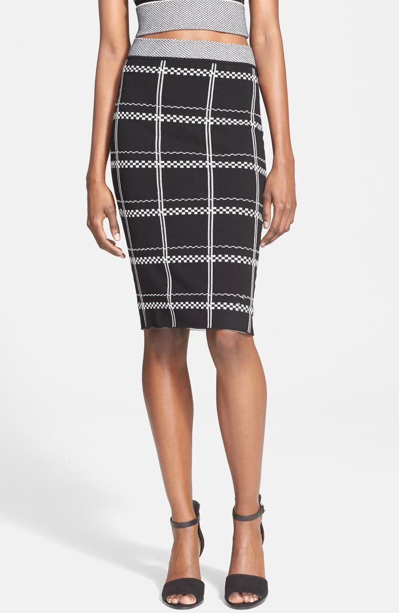A.L.C. 'Ruley' Embroidered Checks Pencil Skirt, Main, color,