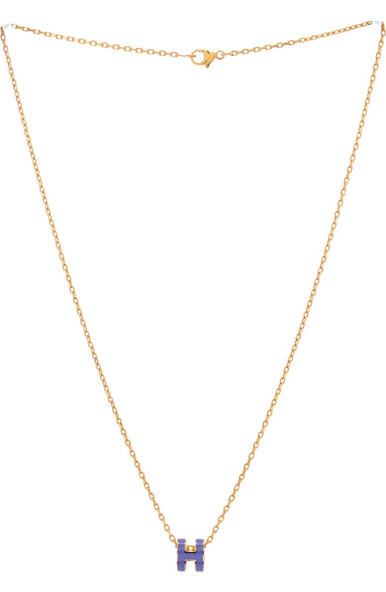 Pre-Owned Hermes Pop H Pendant Chain Necklace Metal and Enamel Mini, Alternate, color, Gold