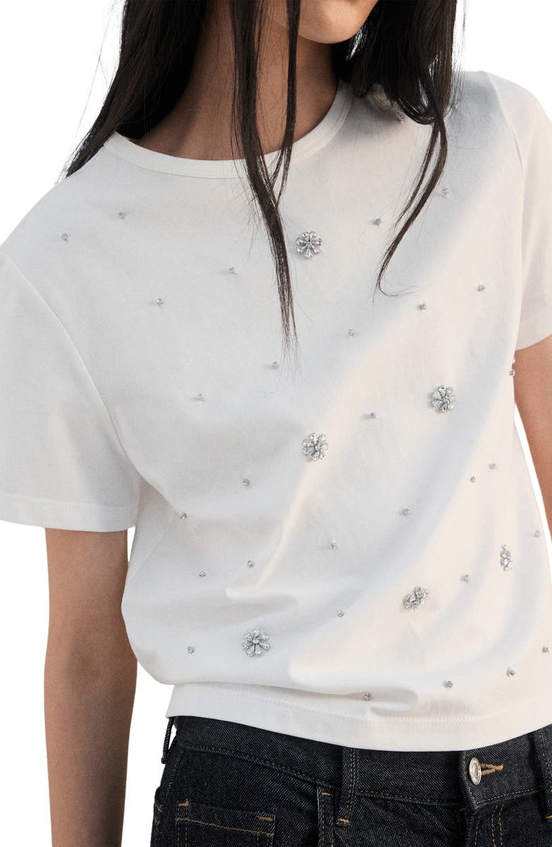 MANGO Rhinestone T-Shirt, Alternate, color, White