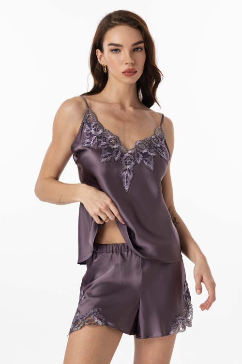 Silksilky Pure Silk Lace Flower Trim Bride Camisole Pj Set 2pcs
