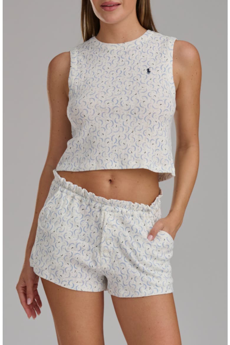 Logo Detail Cotton Short Pajamas, Main, color, CRESCENT MOON