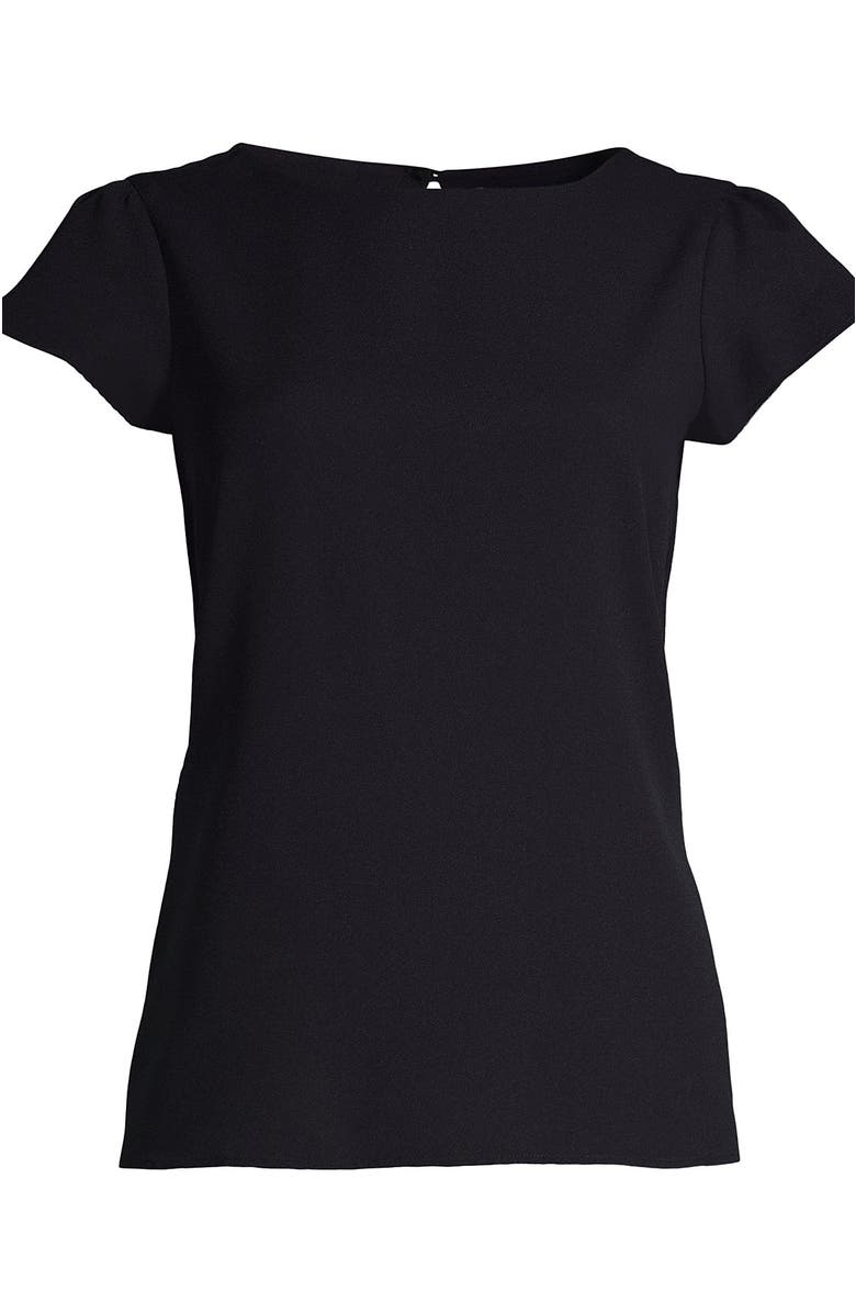 Lands' End Short Sleeve Crepe Tulip Sleeve Blouse, Alternate, color, 