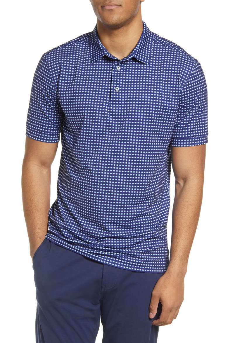 Versa Dot Stretch Polo, Main, color, NAVY MINI DOT PRINT