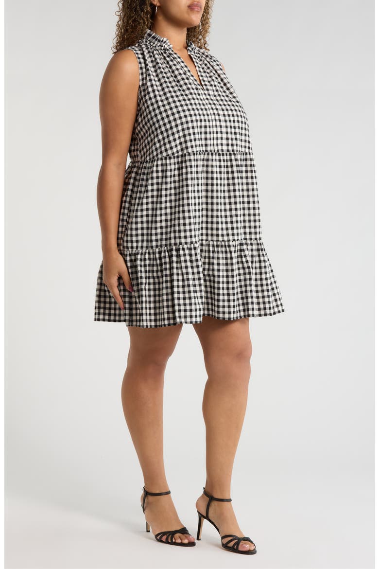 Plaid Gemmely Sleeveless Cotton Minidress, Alternate, color, BLACK-MULTI