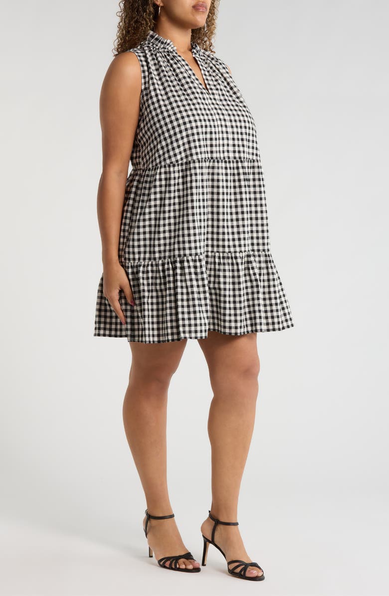 SUGARLIPS Plaid Gemmely Sleeveless Cotton Minidress, Alternate, color, Black-Multi