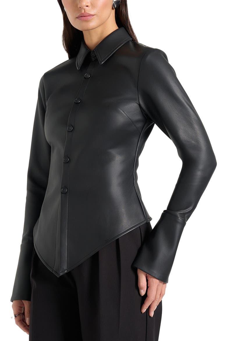 Sonia Leather Cinch Shirt, Alternate, color, Black