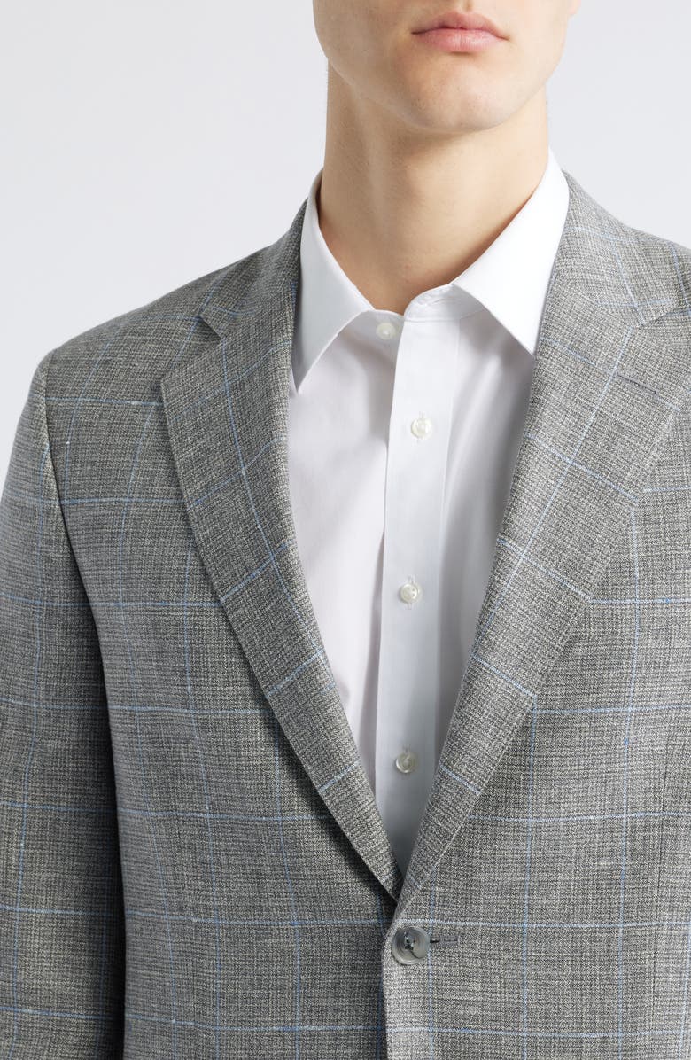 Peter Millar Flynn Classic Fit Check Wool & Silk Blend Sport Coat, Alternate, color, Light Grey