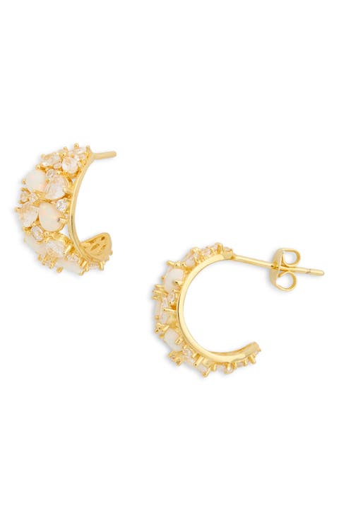 CZ & Faux Opal Hoop Earrings