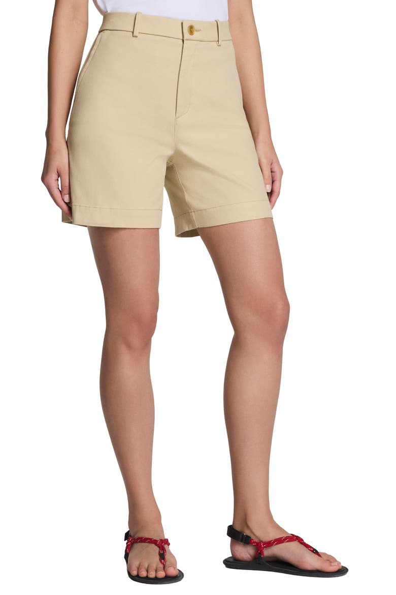 SPANXsupersmooth™ High Waist Stretch Twill Shorts, Main, color, SANDBAR