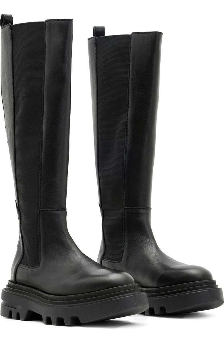 AllSaints Monica Knee High Lug Sole Boot, Main, color,