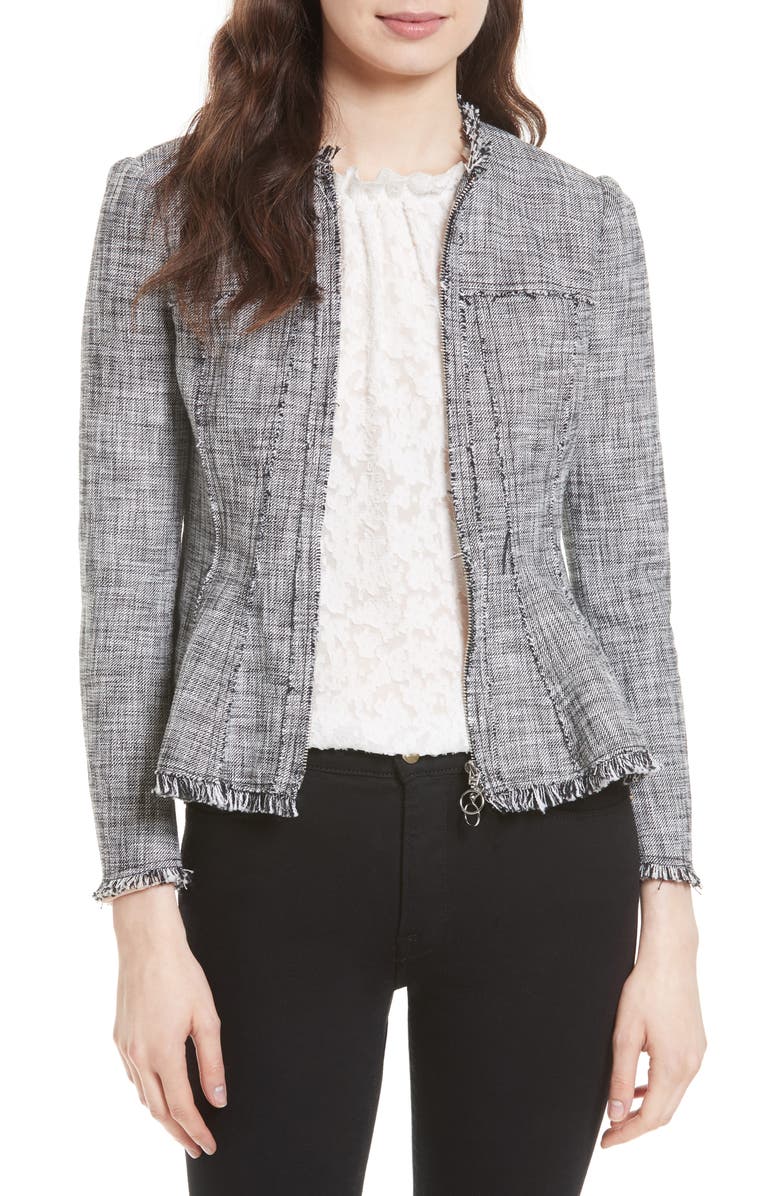 Rebecca Taylor Tweed Peplum Jacket, Main, color, 