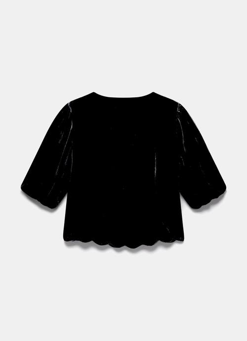 Mint Velvet Velvet Scallop Trim Top In Black