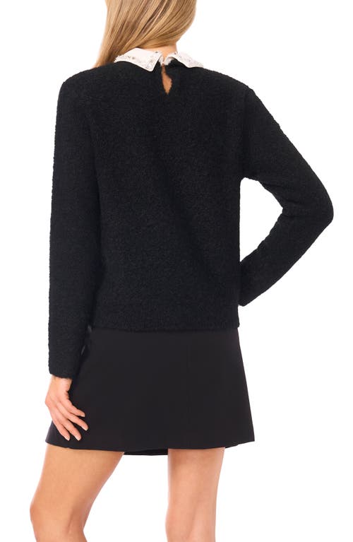 Ted Baker Rhinestone Collar Mixed Media Sweater In Black
