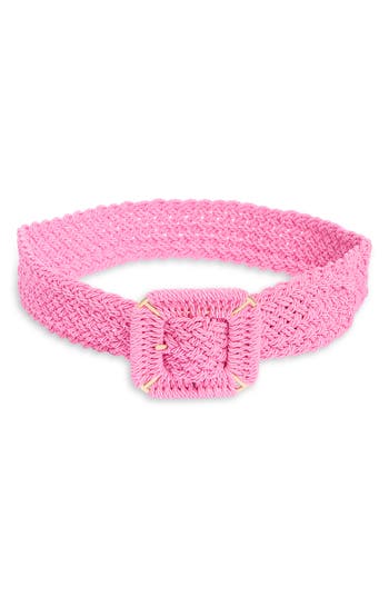Area Stars Stretch Braided Buckle Belt In Pink