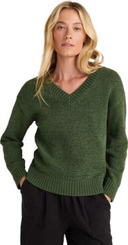Haven Well Within Cotton Blend Tape Yarn V-Neck Sweater