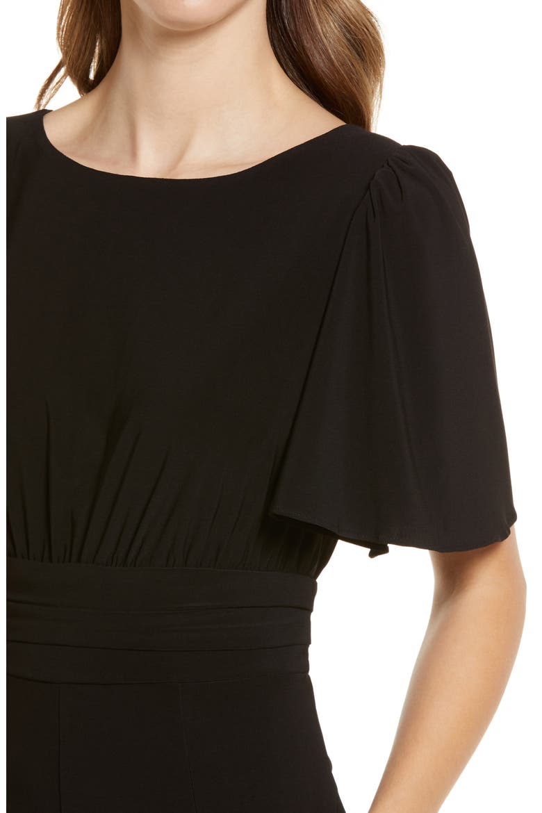 Flutter Sleeve Jersey Jumpsuit, Alternate, color, BLACK