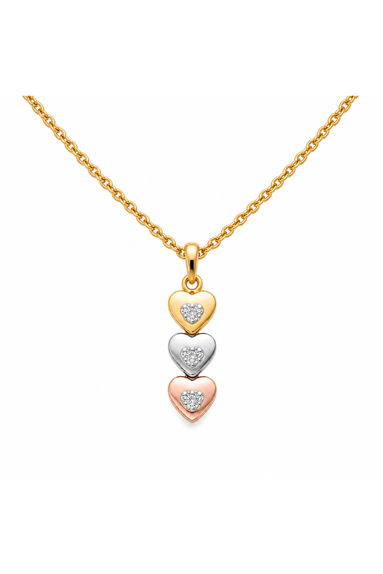 Sterling Silver Tri-Color Heart Necklace, Main, color, Gold