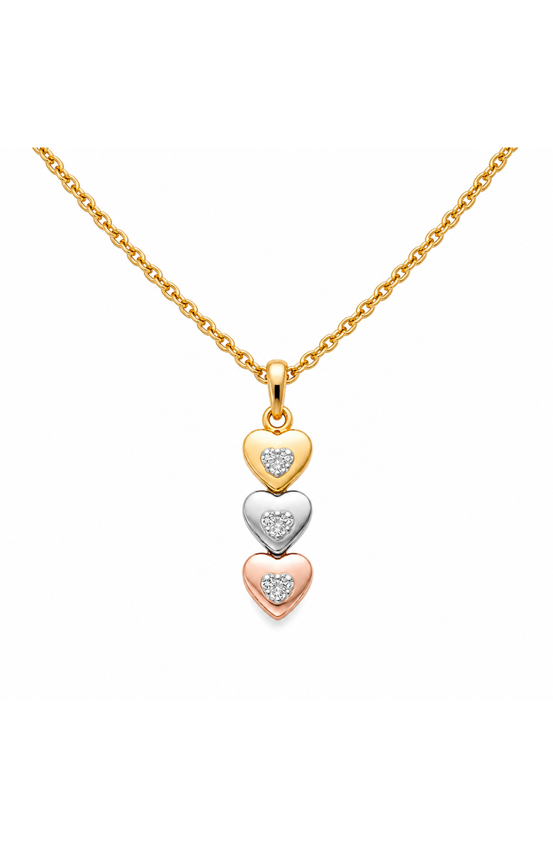 Donatello Gian Sterling Silver Tri-Color Heart Necklace, Main, color, Gold